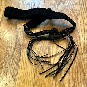 Braided Black Belt with Fringe Ties